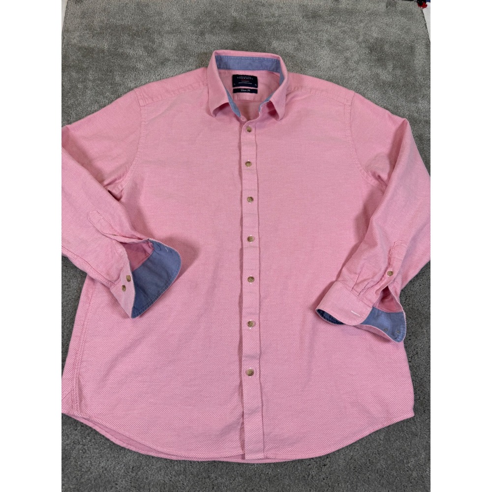 Charles Tyrwhitt Weekend Mens XL Classic Fit Pink Cotton Button Down Shirt 0562